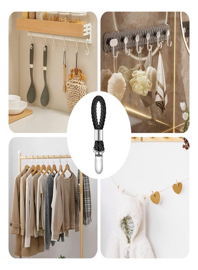 SXoonKing 6Pcs Kitchen Towel Clips, Metal Clips for Hanging with Braided Cotton Loop, Kitchen Hand Towel Holder Hook for Home Bathroom Cupboards Cloth Hanger Holder - Image 5